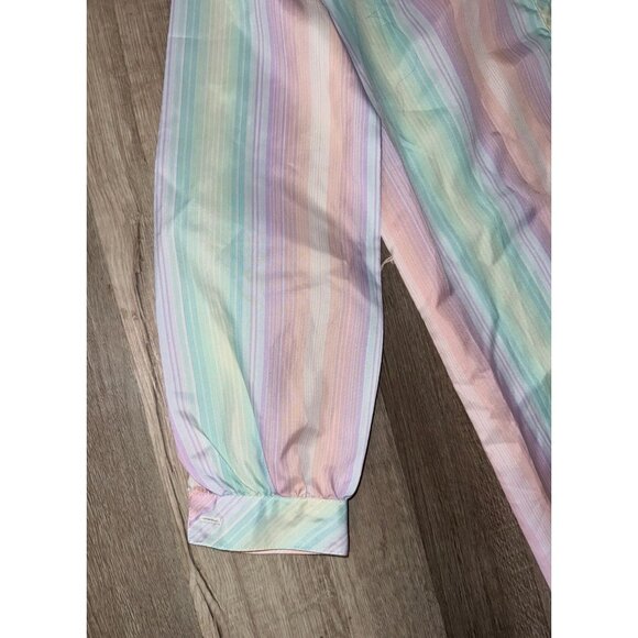 Vintage Schrader Sport Pastel Striped Shirt Dress Size 12 - Picture 7 of 10